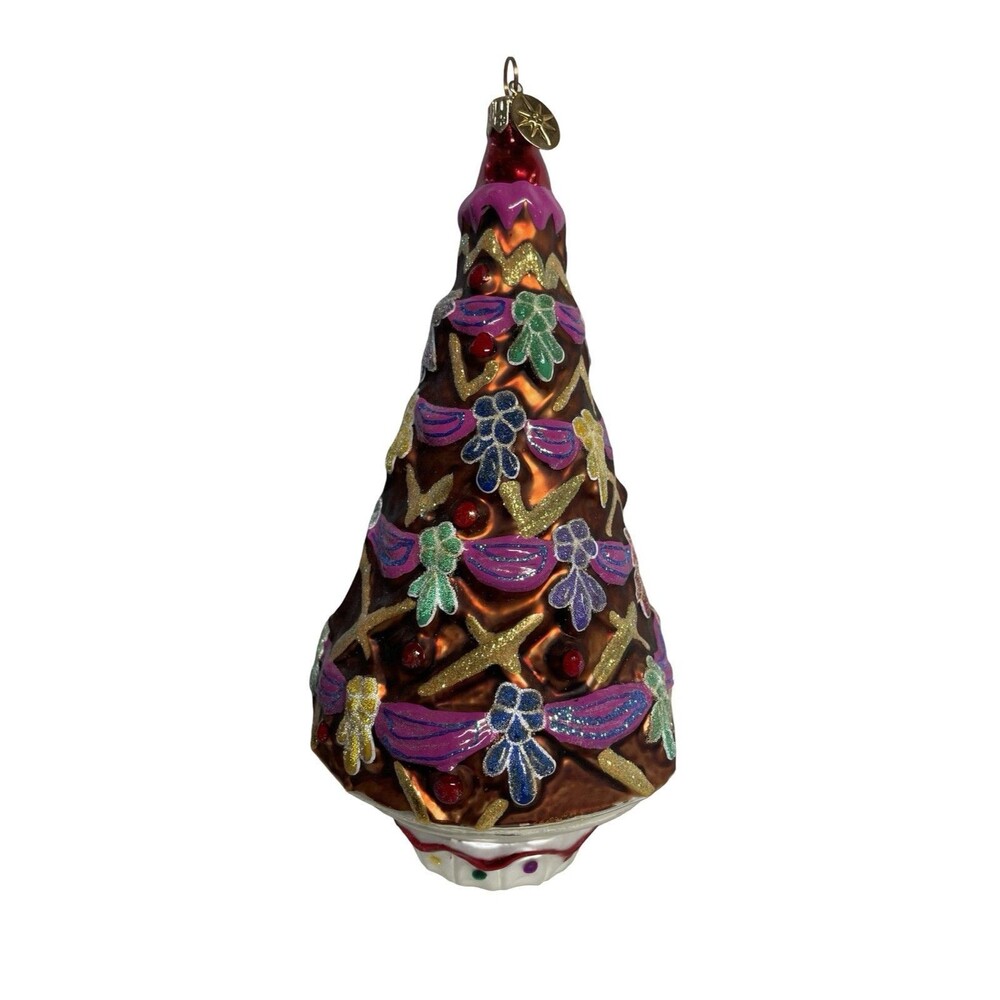 Radko GINGERBREAD TREE Cherry on top 8”Christmas Ornament 1998 Gumdrops & Bows